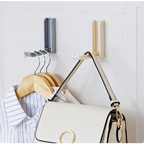 Folding Hook Door Back Space Saving Clothes Hanger Stick-on Hook Removable Rack for Kitchen Bathroom Bedroom Storage