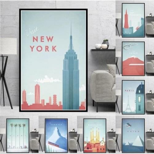 New York Berlin Modern Japanese Art Minimalist Travel City Poster Print Painting Canvas Art Wall Pictures Decor Obrazy Plakat
