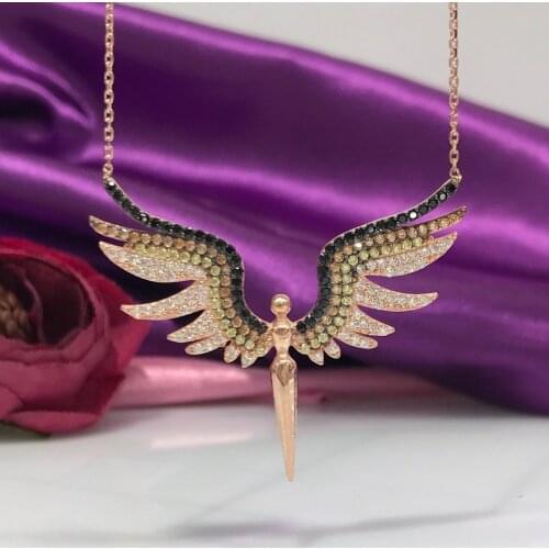 Special Design Whipped Serenity Angel Silver Necklace