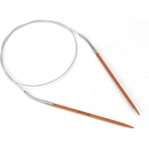 1 PC Natural Bamboo 2.5mm-8mm Stainless Steel Circular Sewing Crochet Set Knitting Needles Tube Crafts Needlework Tool 80cm long