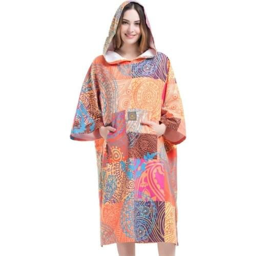 Microfiber Sport Towel Hooded Poncho Quick Dry Bosemia Print Change Robe BathTowel Absorbent Lightweight Beach Towels With Cloak