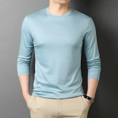 Light Blue Cotton Smooth Big Size Blouse Salmon Cozy T Shirts For Mens 2021 High Quality Black Comfortable Clothing Soft Tee