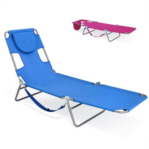 Sigtua Outdoor Sun lounger Adjustable Backrest Portable Folding Camping Chair Relaxation Beach Lounger Chair with Headrest