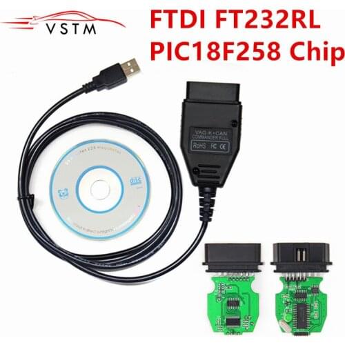 VAG K+CAN Commander 1.4 with FTDI FT232RL PIC18F258 Chip OBD2 Diagnostic Interface Com Cable