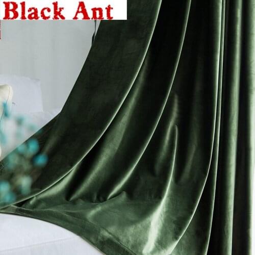 Velvet Fabric Luxury Curtain Green for Living Room Solid Blackout Curtain for Hotel Wiondow Bedroom Kitchen Blinds X049 #40