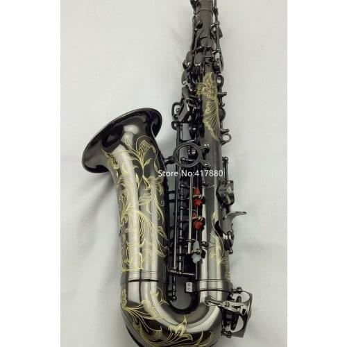 High Quality Eb Tune Alto Saxophone shiny black nickel plated Professional musical instrument with Case Free Shipping