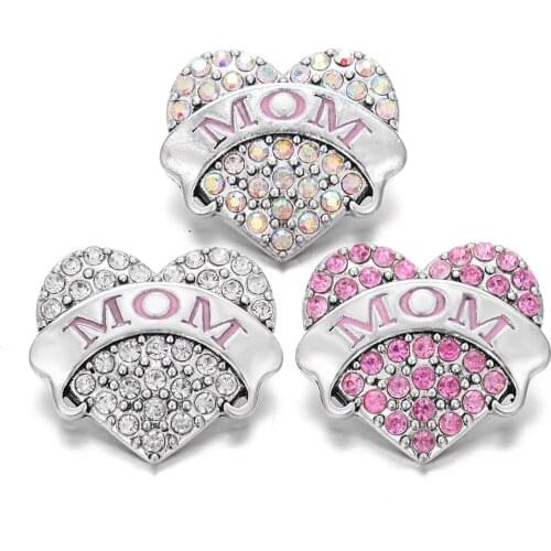 6pcs/lot New 18 Mm Snap Jewelry Snaps Rhinestone Metal Big Mom Snap Buttons for Snap Button Jewellery Bracelets Necklaces