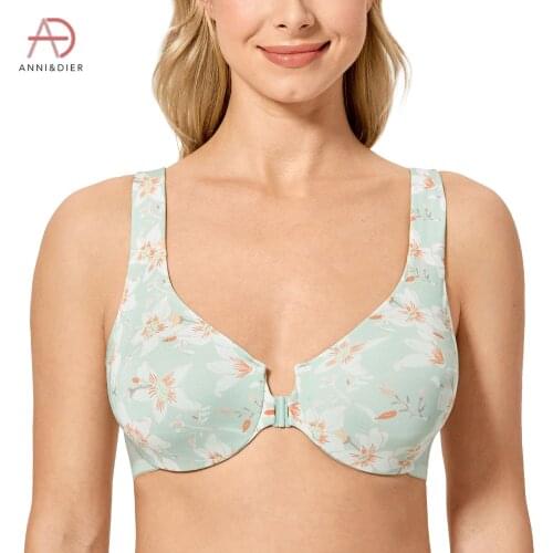 Womens Front Closure Bra Seamless Racerback Underwire Non-padded Cup Plus Size Bras
