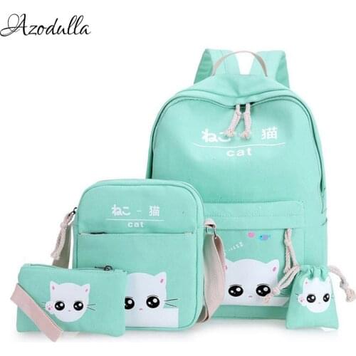 M054 Womens Backpack Ladies Shoulder Bag Travel Backpacks Mochila Escolar Cute Cat Casual Teenage Girls School Fashion Rucksack