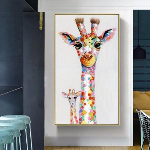 Giraffe Family Painting for Living Room Home Decor Wall Art Canvas Painting Posters and Prints Animal Picture No Frame