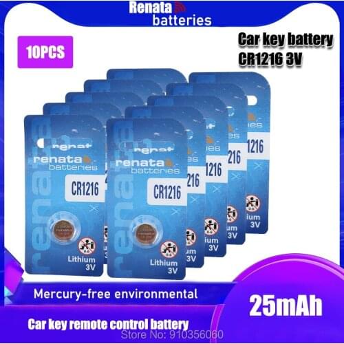10pcs renata 3V CR 1216 CR1216 Button Batteries 5034LC DL1216 BR1216 Cell Coin Lithium Battery For Watch Electronic Toy Remote