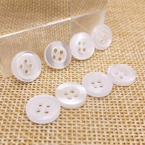 1000 pieces white translucent 4 holes resin Shirt button different size