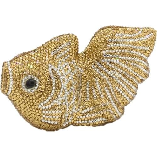 15x10CM Evening Bag Goldfish Flat Bottom Diamond Clutch Bag Party Banquet Bag a6707