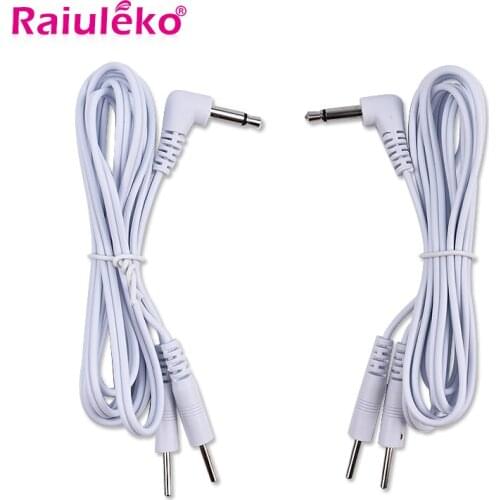 2Pcs 1.2M 2.0mm Double Plug Type Electrode Cable Line Wire Connect Electrical Nerve Muscle Stimulator Tens Acupuncture Massager