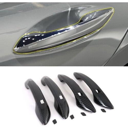 Car Accessories for Hyundai Sonata 2020 2021 ABS Carbon Fiber Printed Exterior Door Handles Cover Trim 8pcs