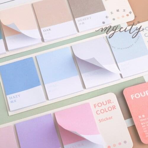 Umfinger 80sheets Simple Color Memo Pad Paste Fashionable Sticky Notes Convenient Stickers Journal Writable Diary Stickers