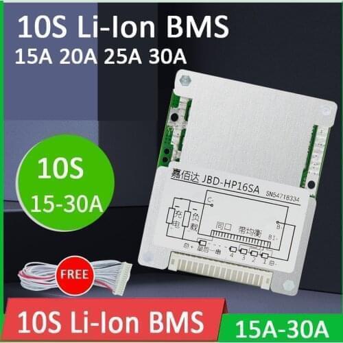 BMS 10S 36V 18650 Li-Ion Lithium Ion Battery Protection Board with Balancer 10 Pack Electric Scooter BMS CELL 15A 20A 25A 30A