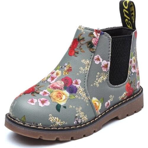 Childrens Winter Boots for Girls Black 3d printing Boots Kids Plush Warm Snow Boots Zipper Girls Leather Shoes Platform Zip