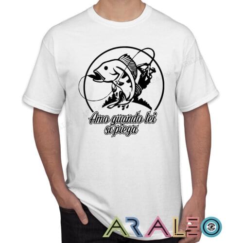 T-Shirt PESCA AMO QUANDO SI PIEGA Pescatore Maglia Maglietta Uomo Shirt man whi Cartoon t shirt men Unisex New Fashion tshirt