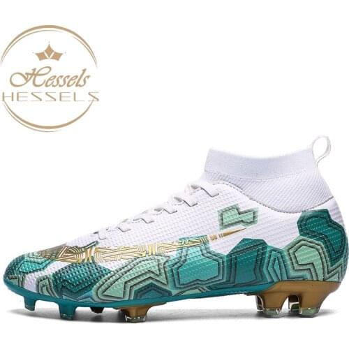 Hot Sale Ultralight Soccer Shoes Men Breathable Soccer Cleats Male Soft Football Boots Turf Training Sneaker Hight Ankle AG FG