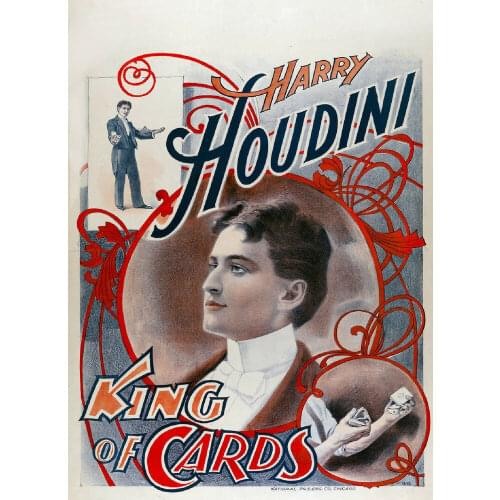 Houdini King of Cards 1895 LARGE METAL TIN SIGN POSTER WALL PLAQUE