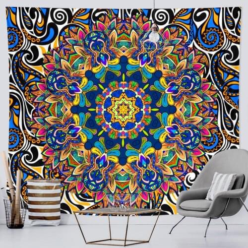 Indian Mandala psychedelic scene home art decorative tapestry Hippie Bohemian decorative sofa blanket Yoga mattress sheet