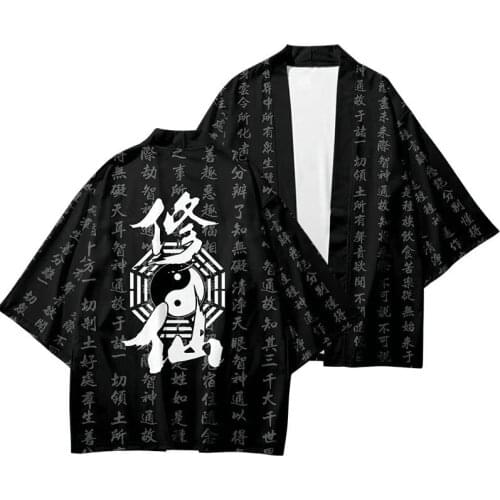 Eight Trigrams Japanese Style Kimono Haori Men Women Cardigan Chinese Dragon Traditional Japanese Clothing Asian Clothes