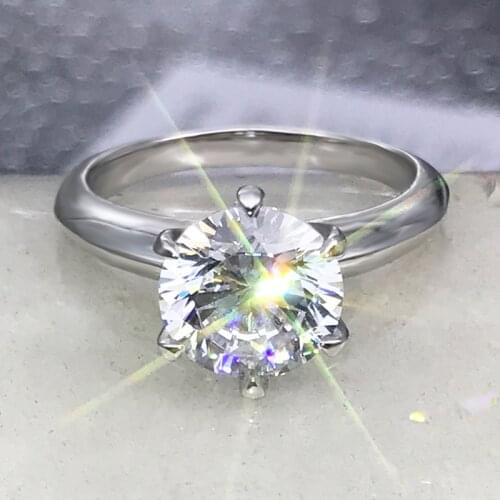 Solitaire ring 925 Sterling silver 7mm AAAAA Cubic Zirconia Engagement Wedding Band Rings for women Bridal Finger Jewelry