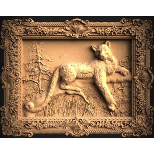 Leopard Relief 3d STL Model for CNC Router Engraver Carving Machine Relief Artcam Aspire