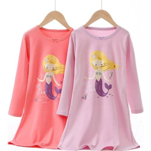 Summer Girls Nightgown Cotton Kids Pajamas Baby Girls Clothes Cartoon Sleepwear Nightdress Teenage Children Clothing 3-16 Years