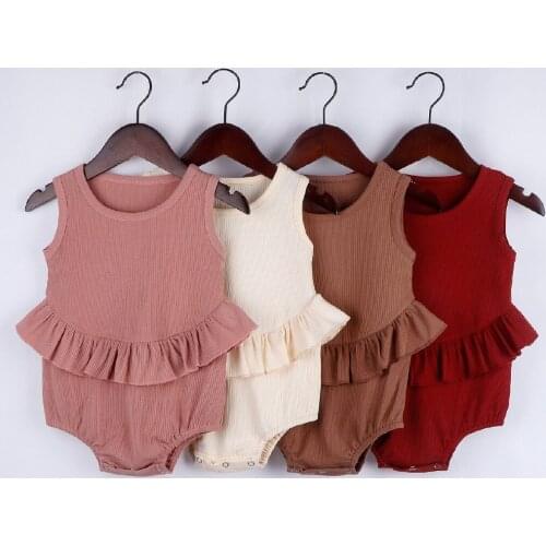 2021 Summer Baby Clothing New Fashion Solid Bodysuits & Jumpsuit Girl Clothes Sleeveless Rompers Sunsuit Breather Casual Clothes