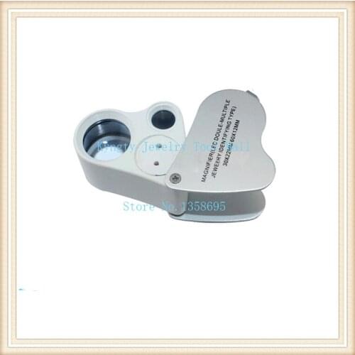 Jewellery making Dual Lens 30x22mm 60x 12mm Jewelry Loupe Glass Magnifier Magnifying with LED Light