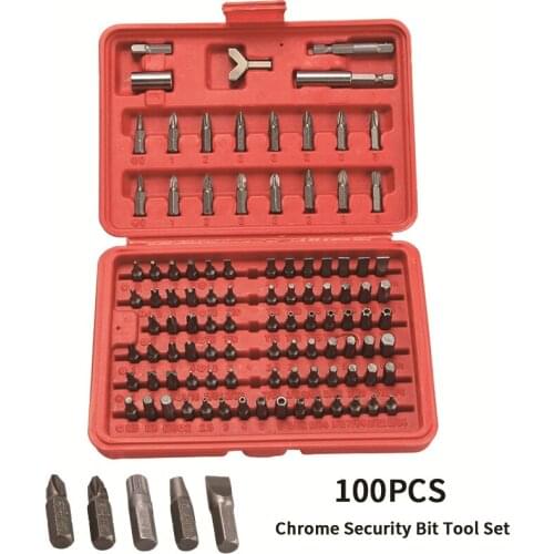 100Pcs Chrome Security Bit Tool Set Hex Drill Star Spanner Screw Driver Hex Fasteners Screwdriver Bit Assortment set