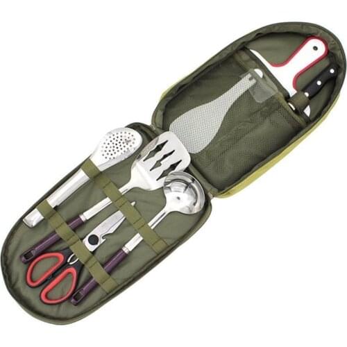 7PCS Stainless Steel BBQ Tool Set Grilling Shovel Brush Practical Barbecue Tools for Outdoor BBQ Party Green)