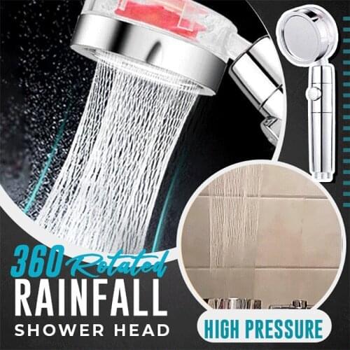 360 Rotated Rainfall Shower Head High Pressure Water Saving Spray Shower Head Bathroom Hand-held Pressurized Massage Shower Head
