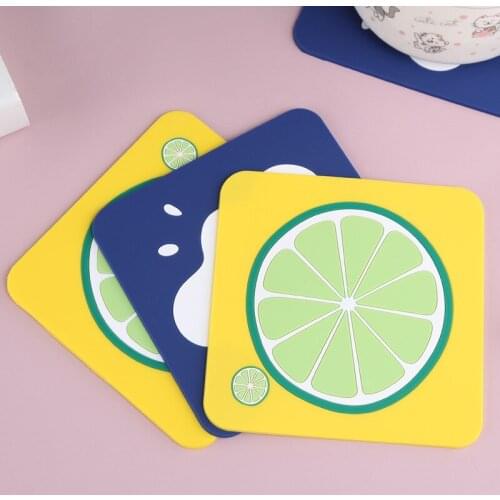 Non-slip Anti-scalding Heat Insulation Pad Tea Coaster Square Creative Coaster Cartoon Silicone Placemat Household Bowl Mat