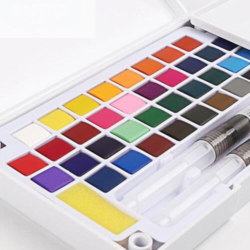 2020 New Arrival Watercolor Painting Set Box With Water brush Bright Color Portable Watercolor Pigment Set Art Supplies r20