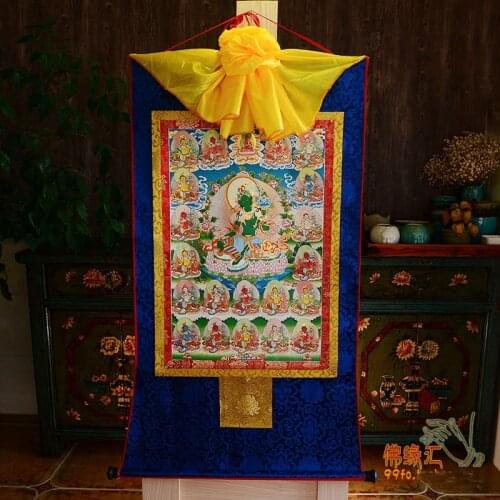 Wholesale Buddhist supplies--120CM large --Tibetan Buddhism art 21 Taras Green Tara White Tara Buddha Thang-ga Thangka art