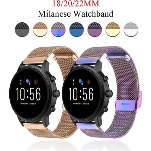 For garmin Vivomove3S/Vivoactive 4s 18mm Milanese Loop Strap for samsung galaxy watch 3 41 45mm 18 20 22mm Wristband Accessory