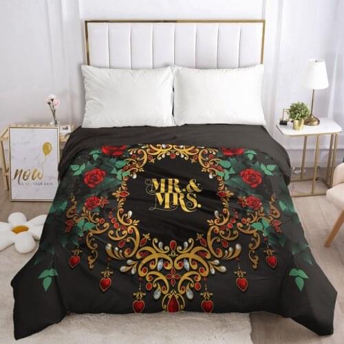 Luxury Duvet Cover with Zipper Comforter Blanket Quilt Cover 220*240 200*200 3D Mr&Mrs Bedding for Wedding