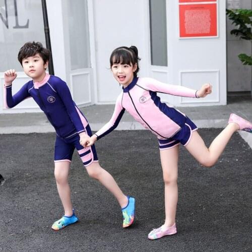 Boys Girls Long-Sleeve Rashguard Shirt Tights Trunks Swimsuit Sets Sun UV Protection Surf Swim Bathing Suits Tracksuit Kids 2-12