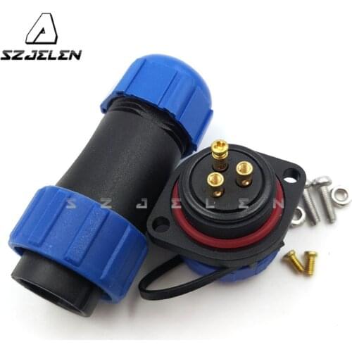 SP2110/SY2113, LED Screen 3 pin SP21 Series Waterproof Cable Connector IP68 Plastic Circular plug socket 30A