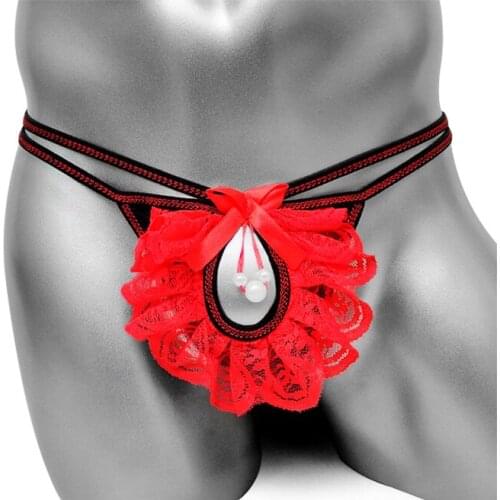 Sexy Sissy Panties Men Underwear Thong Lace Gay Underpants Female Design Sexy Transsexuals With Penis Hole G String Jockstrap