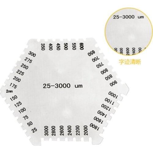 High-Precision Paint thickness gauge Hexagon Stainless Steel coating Thick Card Wet Film Comb measuring instrument painter tools