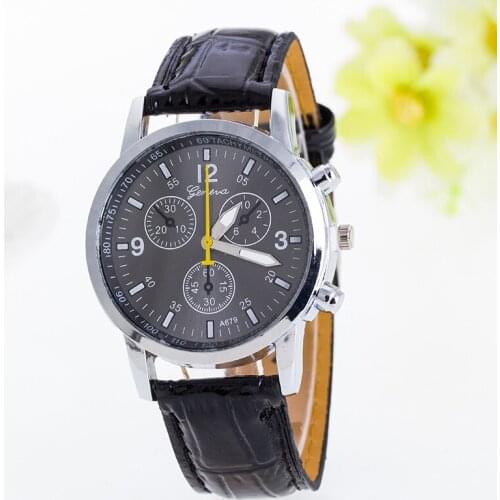 Wish Explosion Models High-Grade Bright Skin Fake Three-Eyed Quartz Watch Fashion Yellow Pointer nan nv General