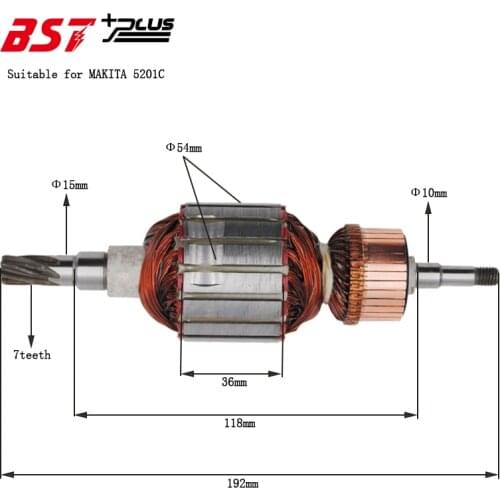 Якорь аналог Makita 5201 УШМ 1/30шт Armature FOR MAKITA 5201C Electric Breaker