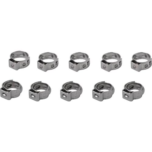 10 Pieces Stainless Steel Single Ear Hose Clamps Adjustable Size 7.0mm-8.7mm