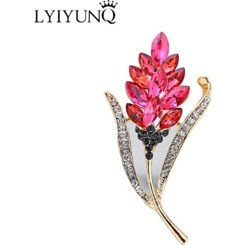 LYIYUNQ Clothes Accessories Plant Crystal Brooches For Women Pin Vintage Flower Brooch Pins Romantic Bijoux Costume Jewelry