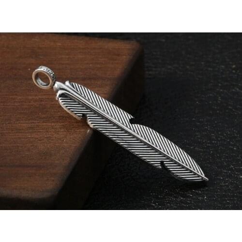 925 sterling Silver feather charm tag pendant A3312