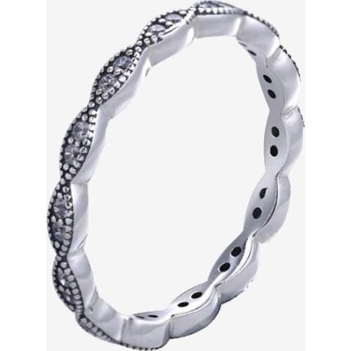 925 Sterling Silver Pan Ring New Sparkling Leaves With Crystal Cz Ring For Women Wedding Party Gift Fashion Jewelry